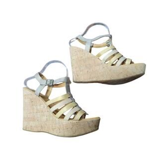 Korks by Kork Ease Poppy Wedge Leather Sandal, Metallic Size 10